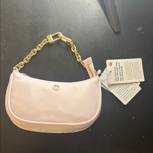 Lululemon Athletica Pink Mini Bag with Gold Chain